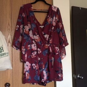 Charlotte Russe floral silky short romper